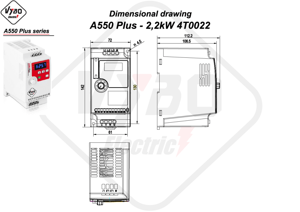 mittapiirustus A550 Plus 4T0022